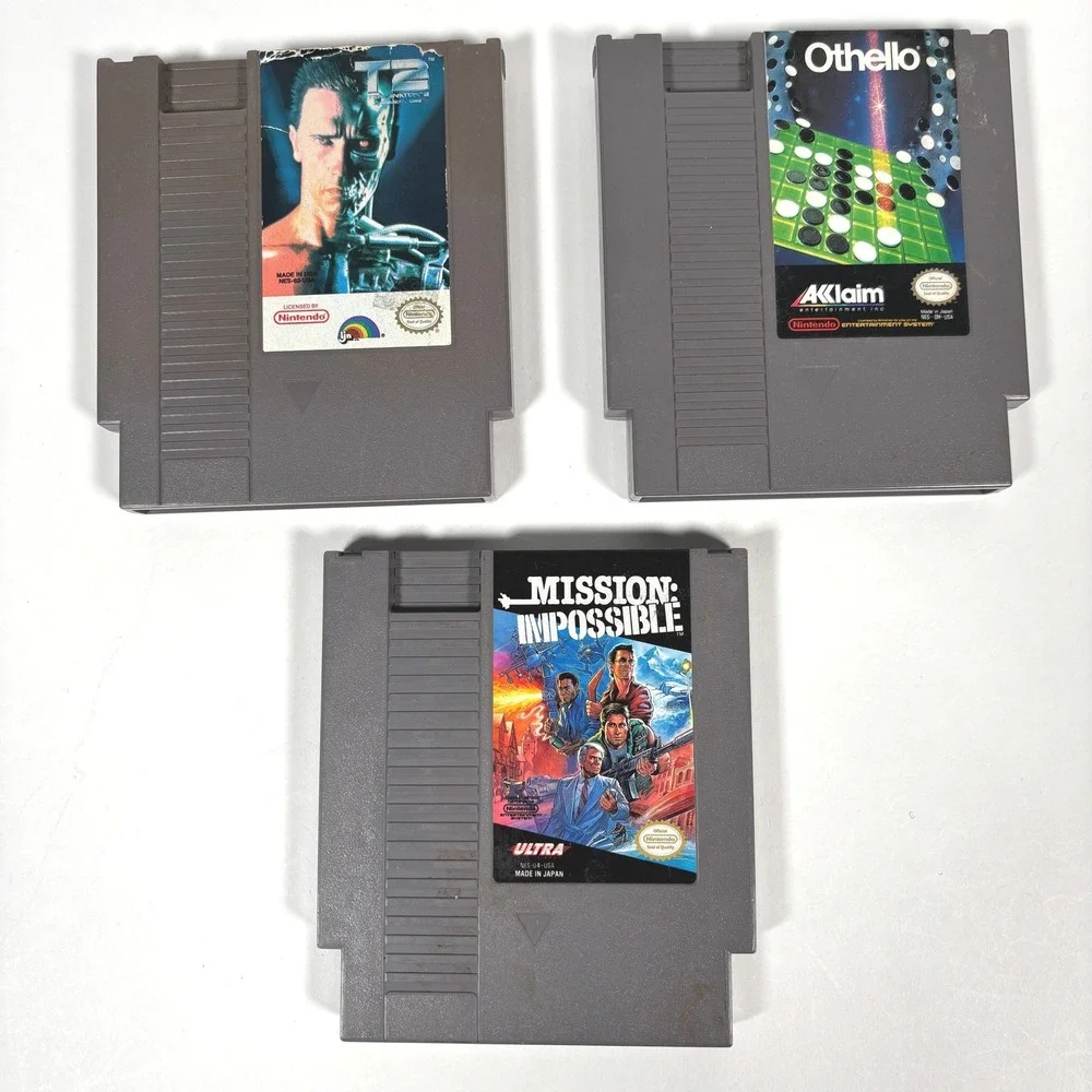 Nintendo NES Game Lot T2 Terminator 2 Mission Impossible Othello 3 Cartridges